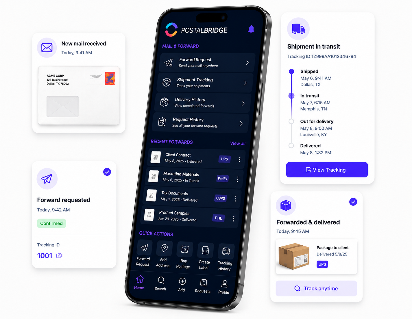 PostalBridge virtual business address and online mailbox setup preview