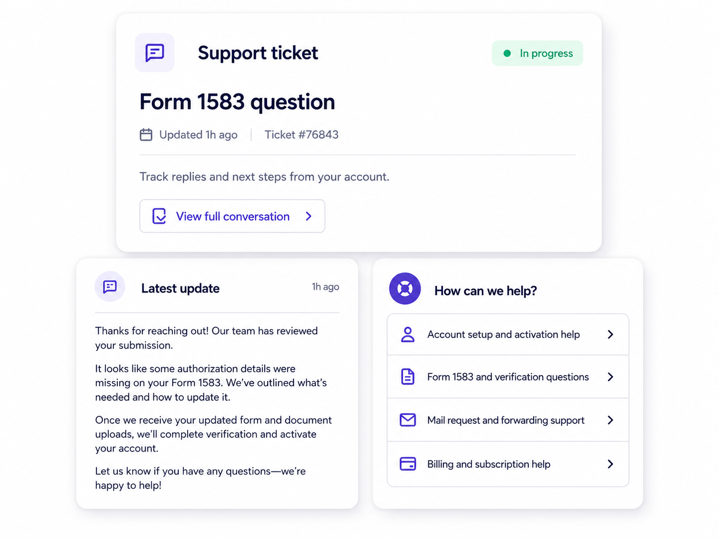 PostalBridge support workflow preview